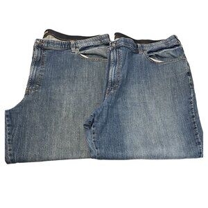 Lee Straight Loose Fit Jeans Lot Mens 48x30 Flex Waist Blue Medi Wash Stretch 2